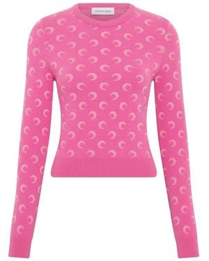 Marine Serre Pull À Col Rond - Pink