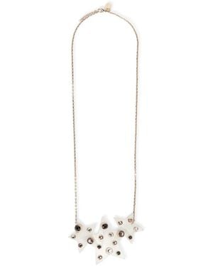 Red(V) Star Embellished Necklace - White