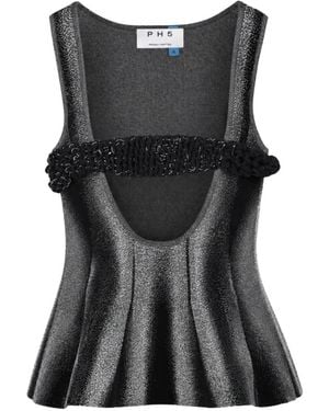 Ph5 Reflective Peplum Tank Top - Black