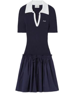 Claudie Pierlot A-Line V-Neck Mini Dress - Blue