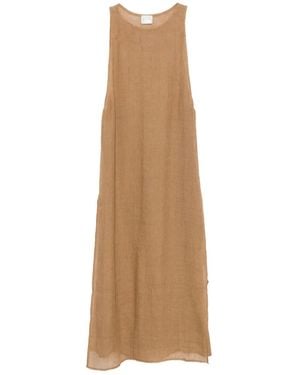 LeKasha Jarajus Maxikleid aus Leinen mit Seitenschlitz - Natur