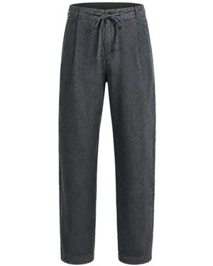 Hannes Roether Drawstring-Waist Linen Trousers - Blue