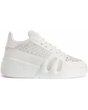 Giuseppe Zanotti Talon Crystal-Embellished Leather Trainers - White