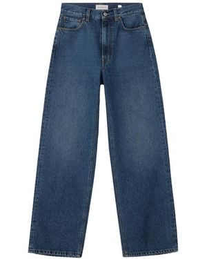 House of Dagmar Mid-Rise Baggy-Fit Wide-Leg Jeans - Blue