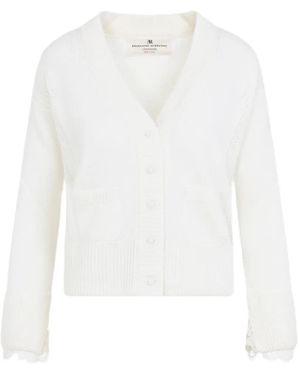 Ermanno Scervino Lace-Trim Cashmere Cardigan - White