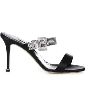 Manolo Blahnik Fibolta Jewelled Sandals - Black