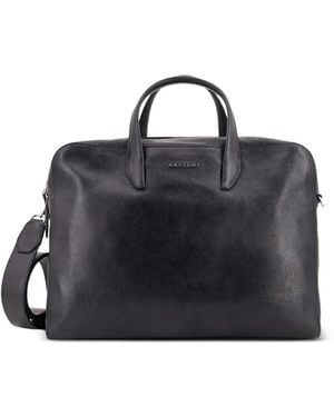 Orciani Pebbled-Leather Laptop Bag - Black
