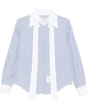 Thom Browne Striped Removable-Collar Blouse - White