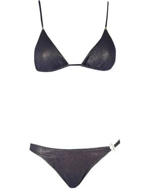 Pin-Up Stars Lamé Triangle Bikini - Blue