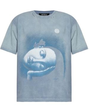 MISBHV Graphic-Print Distressed T-Shirt - Blue