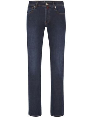 Billionaire Logo-Embroidered Straight-Leg Jeans - Blue
