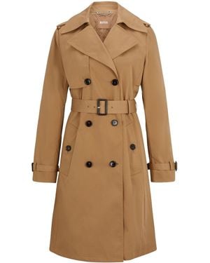 BOSS Belted Double-breasted Trench Coat - Natural