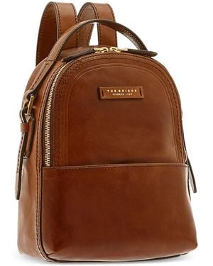 The Bridge Pearldistrict Logo-Plaque Leather Backpack - Brown