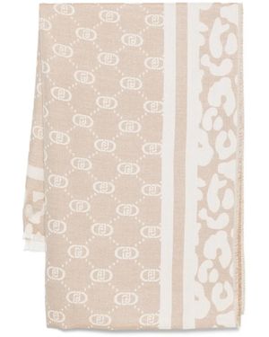 Liu Jo Monogram-Print Scarf - Natural