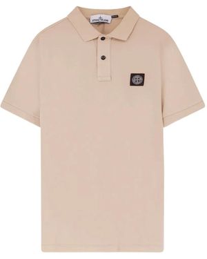 Stone Island Logo-Patch Polo Shirt - Natural