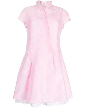 Shiatzy Chen Lace-Underlay Cotton Dress - Pink