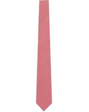 Ferragamo Geometric-Pattern Silk Tie - Pink