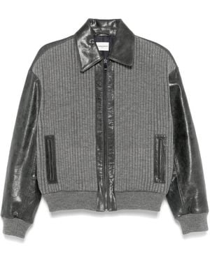 Claudie Pierlot Leather Bomber Jacket - Gray