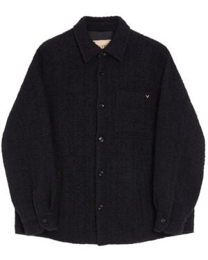 Valentino Garavani Cotton Tweed Shirt Jacket With Vgold - Blue