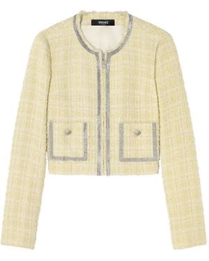 Versace Crystal-Embellished Tweed Jacket - Natural