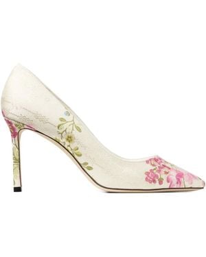 Jimmy Choo 85Mm Romy Floral-Embroidered Pumps - Pink