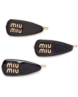 Miu Miu Haarspangen Mit Logo (3Er-Set) - Weiß