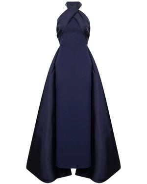 Solace London The Rumi Crossover Halterneck Gown - Blue