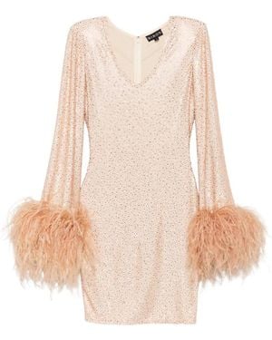 Miron V-Neck Embellished Mini Dress - Natural