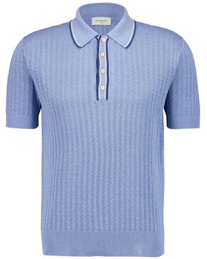 Piacenza Cashmere Textured-Knit Polo Shirt - Blue