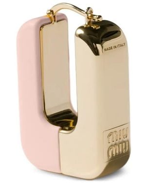 Miu Miu Enamel-Detail Logo-Lettering Earrings - Natural