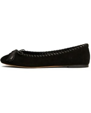 Twinset Ballerinas Aus Wildleder Mit Schleife - Schwarz