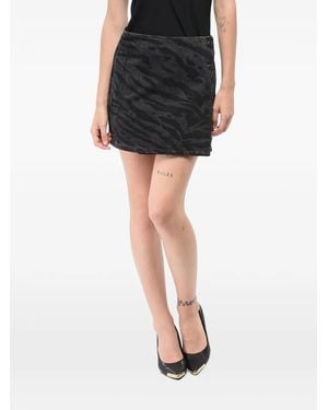 Ganni Animal-Print Wrap Mini Skirt - Black
