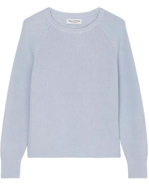 Marc O' Polo Ribbed-Knit Round-Neck Jumper - Blue