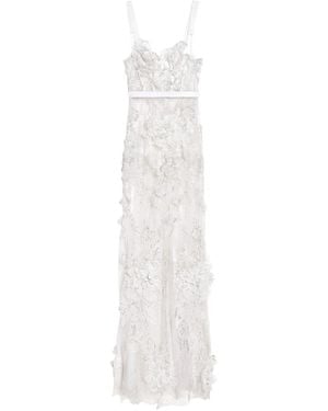 Genny Floral-Appliqué Sequin-Embellished Maxi Dress - White