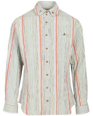 Vivienne Westwood Krall Smocked Striped Shirt - White