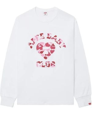 AAPE BY A BATHING AP Logo-Print Long-Sleeve Sweatshirt - White