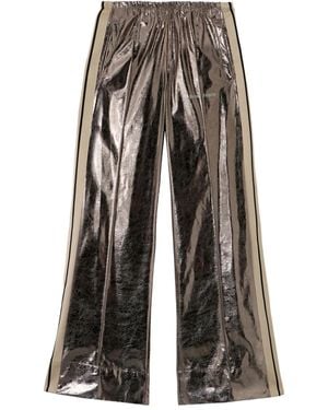 Palm Angels Laminated Wide-Leg Track Pants - Black