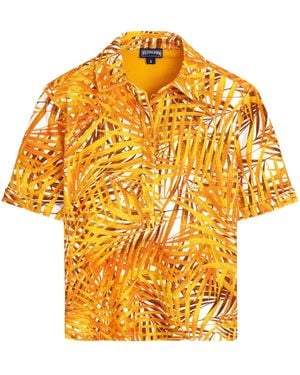 Vilebrequin Palm Leaves-Print Terry Polo Shirt - Orange