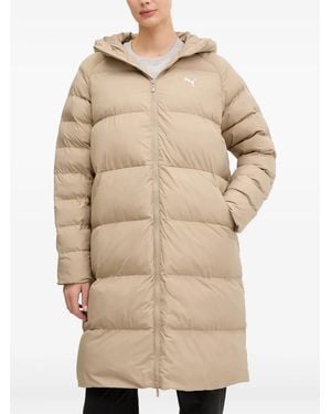 PUMA Hooded Logo-Detail Puffer Jacket - Natural