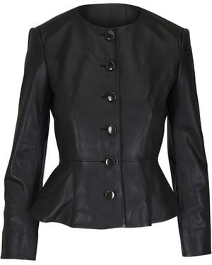 Veronica Beard Quinn Peplum Lambskin Jacket - Black