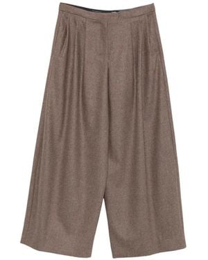 Max Mara Pleated Wide-Leg Trousers - Brown