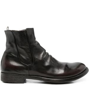 Officine Creative Hive Side-Zip Leather Ankle Boots - Black