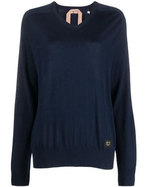 N°21 Logo-Patch Virgin-Wool Sweater - Blue