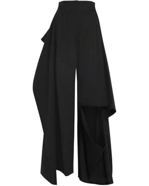 A.W.A.K.E. MODE Slit-Knee Draped Trousers - Black
