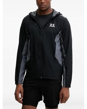 Under Armour Tech Sport Woven Colour-Block Drawstring-Hood Jacket - Black