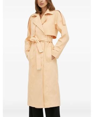 Patrizia Pepe Belted Double-Breasted Coat - Natural