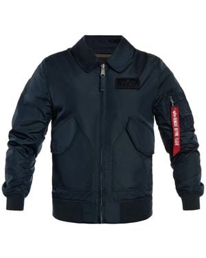 Alpha Industries Logo-Patch Zip-Up Jacket - Blue