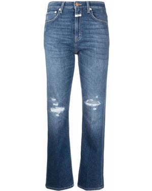 Closed Distressed Straight-Leg Tapered Jeans - Blue