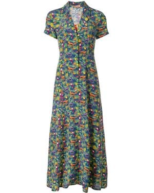 LHD Shirt Dress Met Vogelprint - Groen