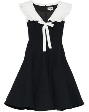 ShuShu/Tong Ruffled-Collar Bow-Detail Dress - Black